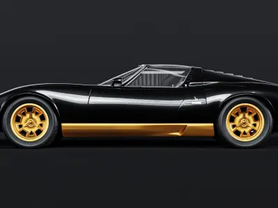 The First Super Car - Black and Gold Special Edition Low-poly 3D model