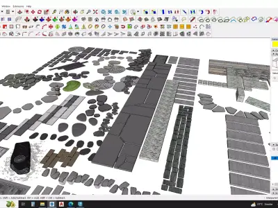 grey paving stone 3d model collection 3D model