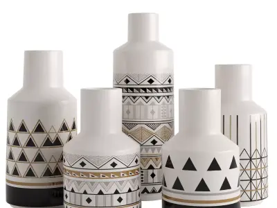 Set handmade ceramic vases 3D model