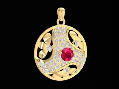 Luxury Round Gemstone Pendant Jewelry  1223 3D print model