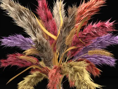 Collection of bouquets vases flowers 01 3D model