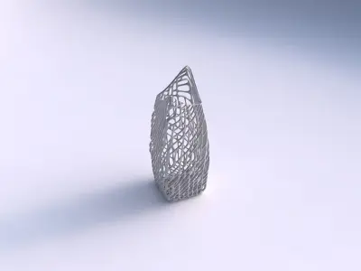 Vase double arc rectangle with twisted lattice tiles 3D print model