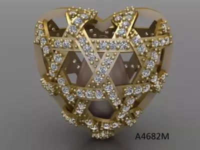 pendant gold heart shaped with diamonds Free 3D print model