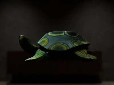 Wooden Turtle Sculpture 3D model