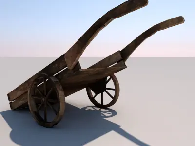 Wood Medieval Transport Cart Low-poly 3D model