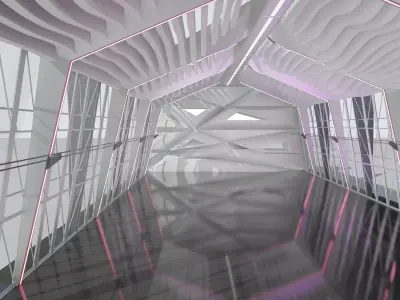 3D Sci Fi Exhibition Abstract Concept hall inteiror clear 3D 3D model