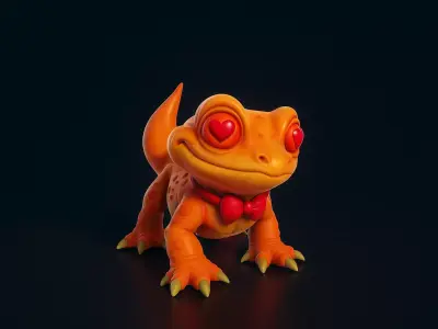 Cute Valentine Lizard Figurine Heart Eyes Reptile Romantic  3D print model