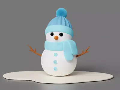 Snow man 3d model Low-poly 3D model