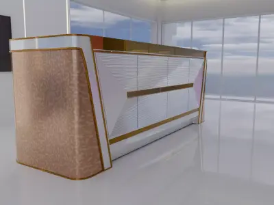 Golden Executive Desk Elegance 3D model
