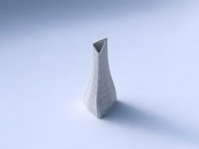 Vase grounded tilted triangle with distorted grid plates 08 3D print model