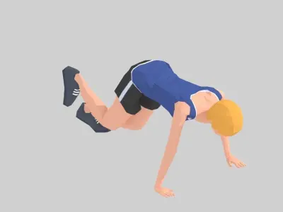 Mountain Climber  Exercise Woman Animation Low-poly 3D model