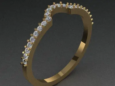 Tiny Diamond Golden Engagement Ring  3D print model