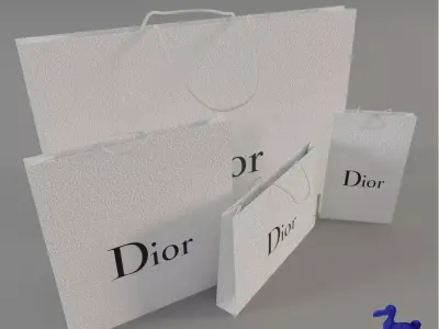Dior Shopping Bag - Luxury 3D Packaging Model Low-poly 3D model