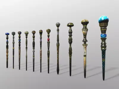 Mafia Boss Walking Sticks Pack 3D model