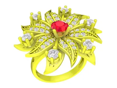 Luxury Floral Cluster Ring for Women  4468 3D print model