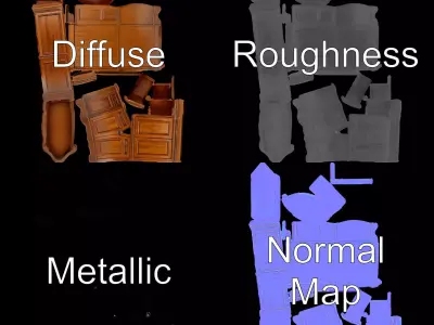 Classic Wooden Cabinet model pack Low-poly 3D model