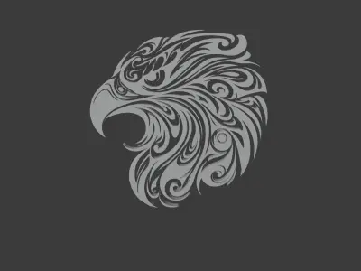 Golden Eagle Head - Ornamental 3D Model Low-poly 3D model