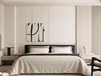 Modern bedroom 3D model 4