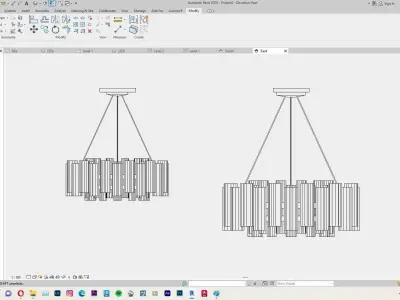 Chandelier or Classical Hanging Lamp Revit Family Interior 3D model