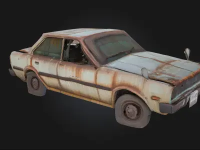 Rusty Classic Sedan  Timeworn Elegance from a Bygone Era 3D model