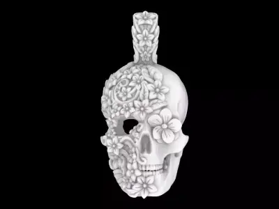 Floral Skull Pendant 3D print model