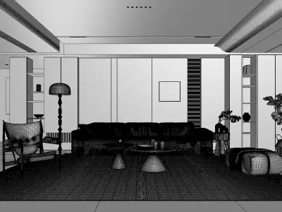 Modern living room 3D model  3D model