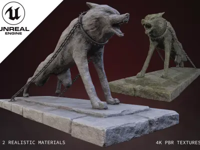 Stone Wolf Low-poly 3D model