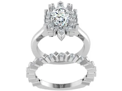 Oval Euro Shank Ring With Band 2632 3D print model