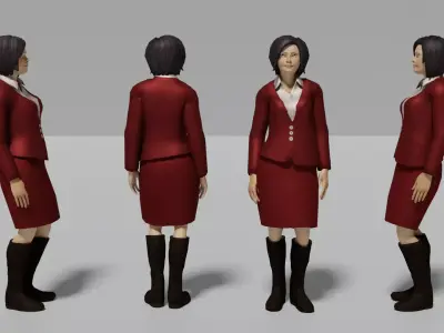 Office Female Character Humanoid Rigged Low-poly 3D model