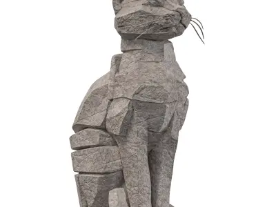 Rocky Cat Statue 3D model