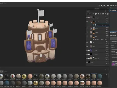 Castle handpainted texture Substance Free 3D model