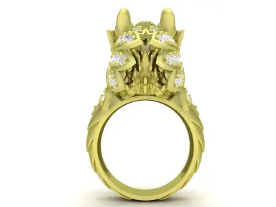 Luxury Dragon Head Men Ring with Diamond Details 3D Model  3849 3D print model