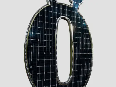 Solar Panel Letter - O 3D model