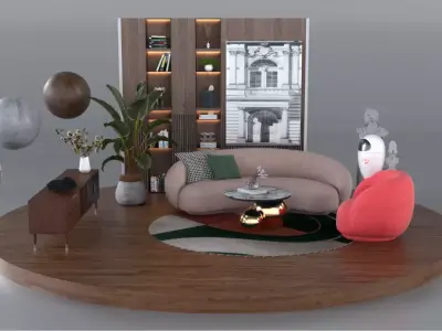 Living Display Model 3ds max Scene 3D model