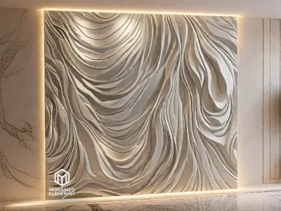 decor set wall panel wall relief mural CNC 45 3D model