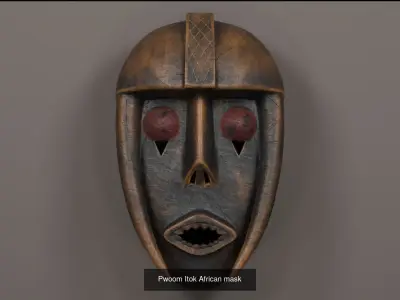 African Mask 5 set 3D Model Collection