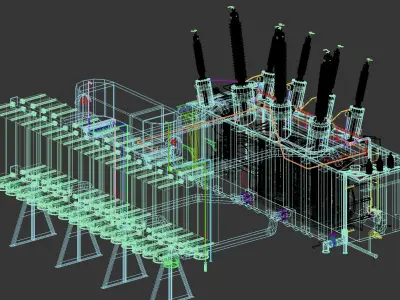 Ultra fine 220kV Electrical transformer Low-poly 3D model