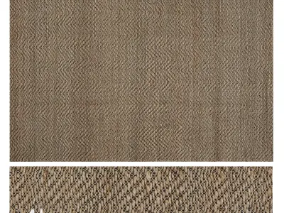 Carpet set 02 - Natural braided jute - 4K 3D model