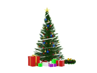 Christmas Tree and Gift Box 3D model
