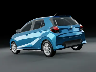 Perodua Axia D74A 2023 with Interior Low-poly 3D model