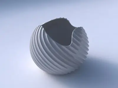 Bowl Spheric wavy with extruded vertical lines 2 3D print model