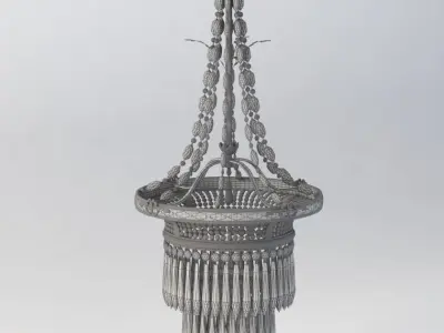 Delicate Bronze And Crystal Chandelier 3D model