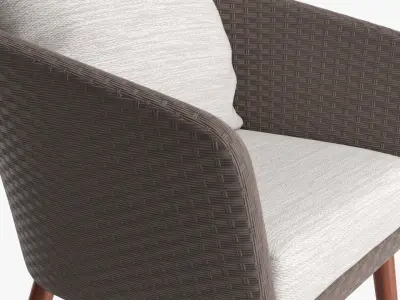  Wicker chair brown with cushions 3D model