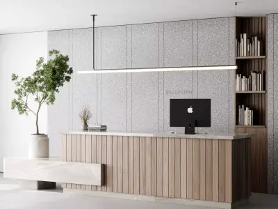 Reception Desk and Wall decor - office furniture 29 3D model