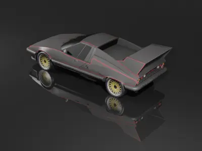 SKODA 110 FERAT - prototype sport car Low-poly 3D model