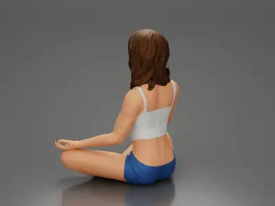 Sexy girl sitting in yoga pose meditation 3D print model