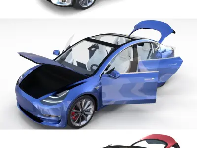 2017 Tesla S-X-3 Collection w chassis and interior 3D model