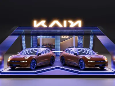 Modern Luxury Automotive Exhibition Stand Low-poly 3D model