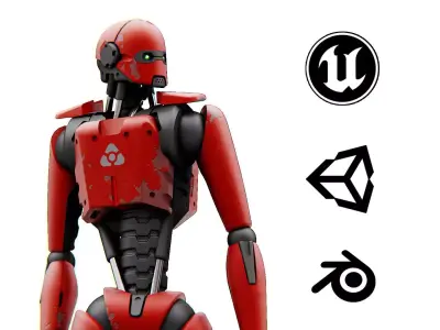 ANDROID MECHA  V-2  Rigged for Unreal Engine - Unity - MIXAMO  3D model