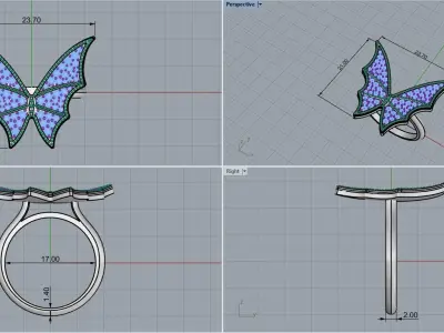 Butterfly ring model 515 3D print model